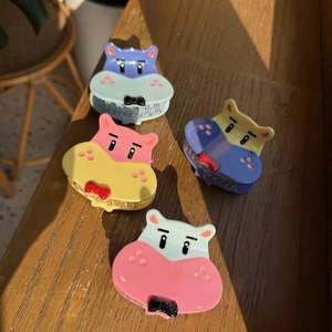 Pince à Cheveux Hippopotame Mignon en Acétate de Cellulose Couleurs Bonbon Design Animal pour Femmes Accessoires Cheveux
