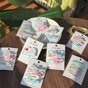 Dolci Fermagli per Capelli in Acrilico con Gatto Cartone Animato Stile Coreano Frutta Cuore Griglia Duckbill Clip per Donne Ragazze
