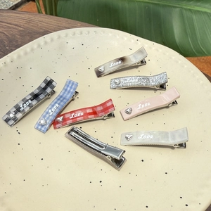 Barrettes À Cheveux Style Coréen Cœur Strass Pour Femmes Filles Épingles À Cheveux Acrylique Motif À Carreaux Paillettes Marbre