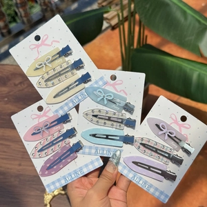Acryl Strass Schleife Haarspangen Metall Entenschnabel Clips Streifen Kariert Fancy Haarnadeln Für Damen Mädchen Tägliches Styling