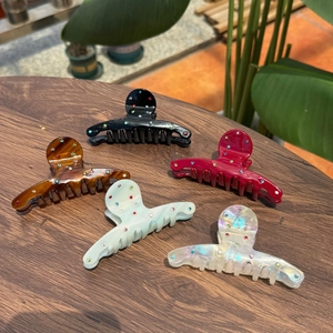 Pince à Cheveux Française en Acétate Avec Strass Colorés Grande Pince Crabe pour Femmes Accessoires de Coiffure Iridescents
