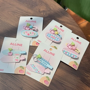 Lot de Barrettes à Cheveux en Acrylique Cerise pour Femmes Mignon Motif Fruit Plaid Rayures Épingle à Cheveux Style Ins