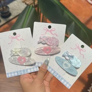 Lot de Barrettes à Cheveux en Acétate Style Coréen Nœud en Ruban Cœur Barrettes Latérales Doux Accessoires de Coiffure pour Femmes