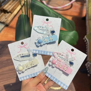 Fermagli per Capelli in Stile Balletto con Fiocco in Pizzo Eleganti Fermagli a Becco d'Anatra in Lega con Fiori di Strass Accessori per Capelli Dolci ed Eleganti per Donne e Ragazze