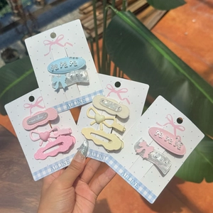 Sweet Korean Acrylic Bowknot Hair Clip Rhinestone Heart Cloud Wave Hair Pins For Women Girls Daily Hair Accessories