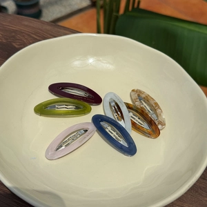 French Style Acetate Oval Hair Clips Sweet Hollowed BB Clips For Women Gold Label Elegant Marble Texture Hair Accessory