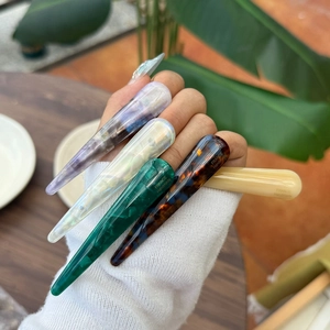 French Style Handmade Acetate Marble Pattern Duckbill Hair Clip Elegant Geometric Side Hairpin For Women Daily Styling Accessory