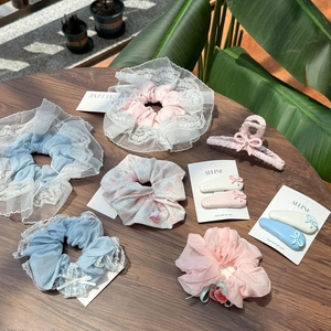 Chouchous en Dentelle avec Nœud en Strass et Barrettes à Cheveux en Tissu Floral pour Femmes Accessoires Cheveux Faits à la Main Style Vacances