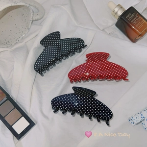 Vintage Acetate Polka Dot Hair Claw Clip For Women High Ponytail Holder Semicircle French Style Shark Clip Hair Accessory