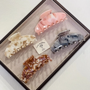 Handmade Cellulose Acetate Hair Claw Clip Seven-Tooth Nebula Marble Pattern Large Shark Clip Sweet Elegant Hair Accessory For Women