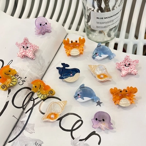 Pinces à Cheveux Mignonnes en Acétate d'Animaux Marins Mini Poulpe Dauphin Hippocampe Crabe Étoile de Mer Baleine Conque Petites Griffes de Cheveux pour Filles Femmes