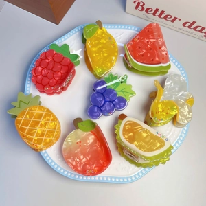 Fruit Shaped Hair Claw Resin Handmade Shark Clip For Women Girls Sweet Fresh Style Peach Lemon Pineapple Hair Accessory