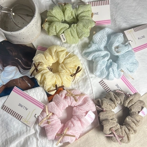 Chouchou en Maille avec Nœud Élégant Anneau de Cheveux en Tissu Style Japonais Coréen Accessoire de Coiffure pour Femmes Filles