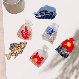 Sweet Acetate Ocean Theme Hair Claw Clip Creative Starfish Crab Dolphin Lobster Fish Shape Clear Marine Hair Accessory For Women