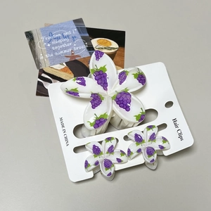 Mini floral hair claw set with purple grape motifs for girls and children hair styling