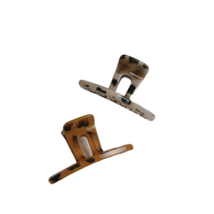 Set of two large tortoise shell hair claws in beige and amber acetate for thick hair