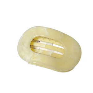 Elegant light yellow marble texture acetate hair claw clip for women's daily hair styling