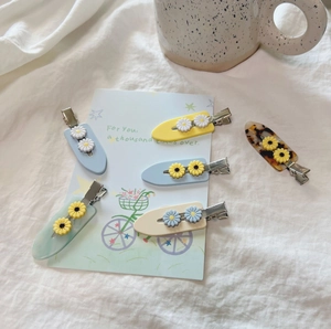 Korean Style Daisy Flower Hair Clip Acetate Metal Duckbill Clip Fresh Sweet Floral Hair Accessory For Women Girls Hairpin