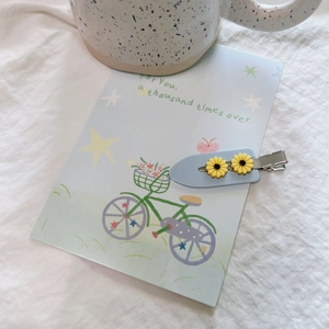 Blue Daisy Hair Clip with yellow sunflowers and French acetate duckbill design