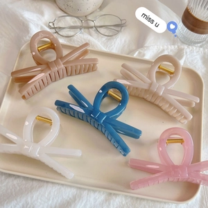 Elegant Large Bowknot Hair Claw Clip Acetate Resin Shark Clip Solid Color Tortoise Shell Hairpin Hair Accessories For Women
