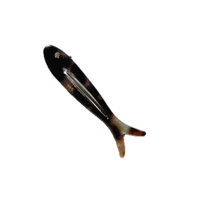 Fermaglio per capelli a forma di pesce in acetato tartarugato con clip a becco d'anatra