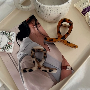 Molletta per Capelli in Acetato di Cellulosa Tartarugata Stile Coreano Minimalista Stampa Leopardata Pinza a Squalo Grande Accessori Donna