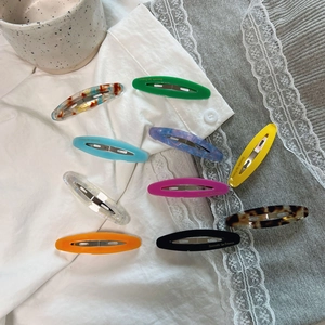 Acetate Oval Hollow Hair Clips For Women Elegant Solid Color Iridescent Tortoise Shell Snap Clips Minimalist Hair Accessories