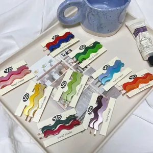 Korean Style Acetate Wave Duckbill Hair Clip Set For Women Sweet Matte Finish Gold Label Handmade Hairpin Hair Accessories
