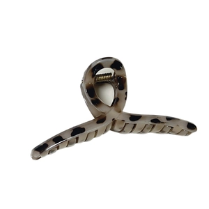 Pince à cheveux motif léopard écaille de tortue en acétate gris pour coiffure femme