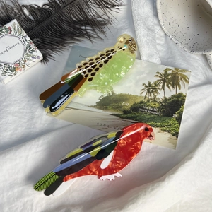 Pince à Cheveux en Acétate en Forme de Perroquet Design d'Oiseau Coloré Grande Épingle à Cheveux pour Femmes Vacances Accessoires de Cheveux Sucrés