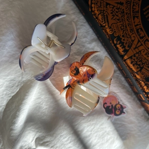 Lot de deux pinces à cheveux avec motif citrouille chat Halloween et vagues violettes