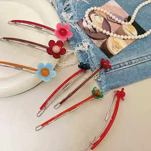 Pince à Cheveux Fait Main en Acétate Fleur et Nœud pour Femme Style Coréen Floral Accessoires de Coiffure Doux