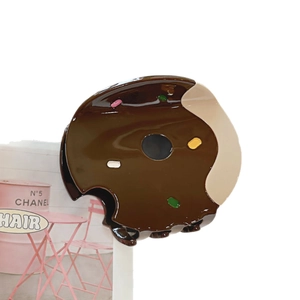 Graziosa clip per capelli a forma di ciambella al cioccolato con granella colorata