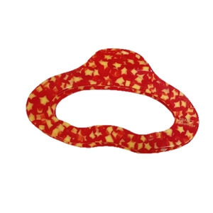Handmade red cloud hair claw clip with yellow star patterns and France artisan engraving
