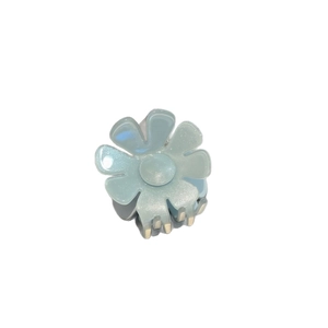 Pinza per capelli a fiore azzurro in acetato con finitura perlata per coda alta