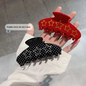 Handmade Cellulose Acetate Hair Claw Clip For Women Elegant Star Rhinestone Polka Dot Shark Clip Korean Fashion Hair Accessories