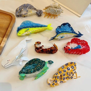Pinza per Capelli Estetica Animali Marini Fibra di Acetato Alta Qualità Tartaruga Balena Delfino Polpo Accessori Capelli Donna Ragazza Styling Quotidiano Gioielli Marini Carini