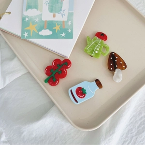 Cute Cartoon Vegetable Mushroom Tomato Acetate Hair Clips Sweet Korean Style Side Hairpin Accessories For Women Girls