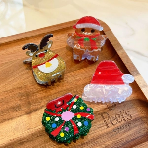Set di mollette per capelli natalizie con renna omino di pan di zenzero e cappello di Babbo Natale