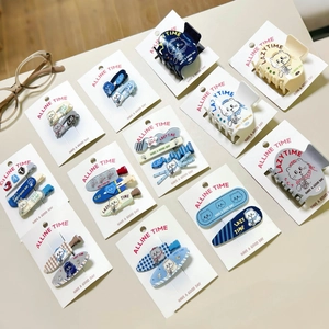 Cute Cartoon Cat Acrylic Hair Clips Set Sweet Animal Pattern Rhinestone Hair Claw Clips For Women Girls Hair Accessories
