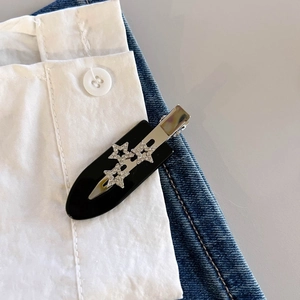 Fermaglio per capelli chic in acetato nero con stelle di strass per acconciature moda