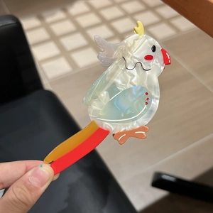 Cockatiel Haarklammer aus Essigsäure-Platte mit eleganter Perlmutt-Oberfläche