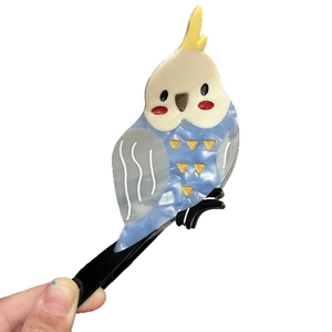Cockatiel-Vogel Haarklammer aus blauem Marmor-Acetat für elegante Pferdeschwanz-Frisuren