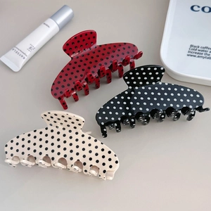 Vintage Polka Dot Hair Claw Clips Acetate Large Shark Clip Retro Non-Slip Hair Clamps For Women Girls Styling Accessories