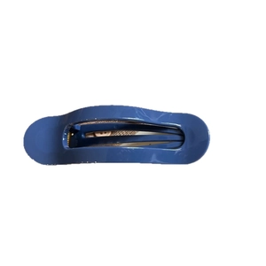 Minimalist blue glossy oval shark hair claw clip accessory for women in solid color