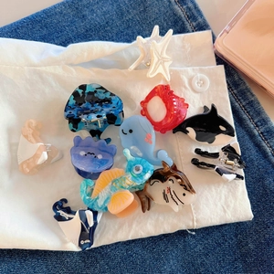 Lindas Pinzas para el Cabello Mini de Acetato Animales Marinos Ballena Delfín Estrella de Mar Pulpo Tiburón Caballito de Mar