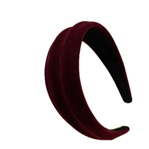 Elegant wide velvet headband in wine red color designed for a vintage high crown hair look
