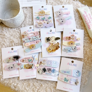 Simpatico Set di Fermagli per Capelli in Acrilico con Gatto e Cane per Donna Ragazza Dolce Fiocco Motivo a Quadretti Accessori per Capelli alla Moda