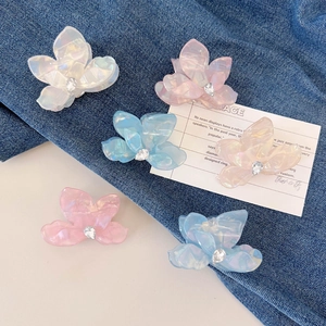 Elegante Blumen-Haarklammern aus Acetat mit Strasssteinen in verschiedenen Farben