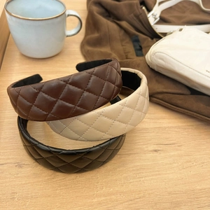 Cerchietto Vintage Francese in Tessuto con Motivo a Rombi Trapuntato Elegante Cerchietto Largo a Tinta Unita per Donna Accessori Capelli